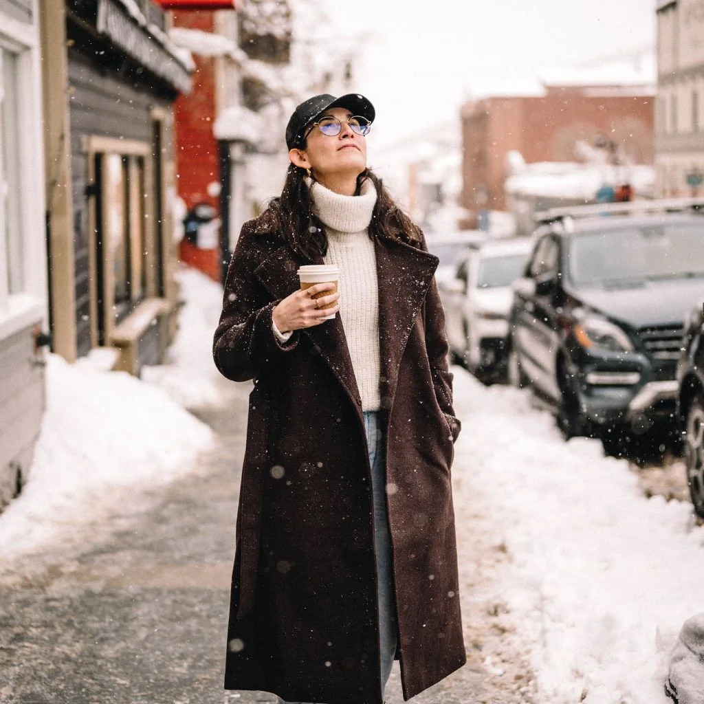 Layered Over a Turtleneck for Cold Weather