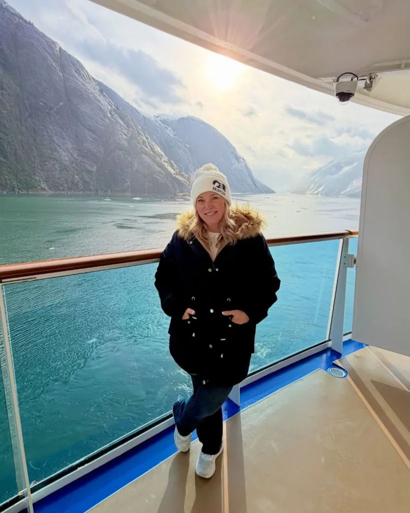woman cruise ship deck glacier jacket